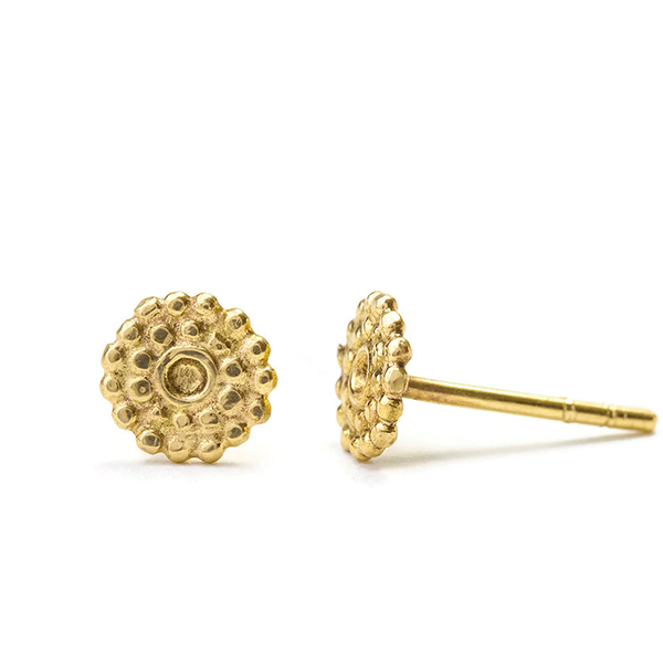 14k Gold Stud Earrings - Indian Solid Gold Tribal Alice Dainty Jewelry