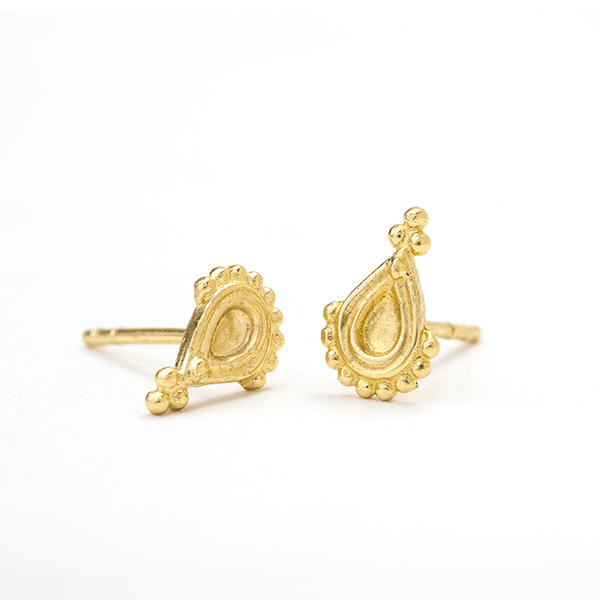 Small Post Earrings in Solid 14k Gold - Angelina