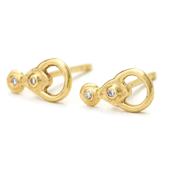 14k Gold Stud Earrings – Small Solid Diamond Studs for Wedding & Everyday