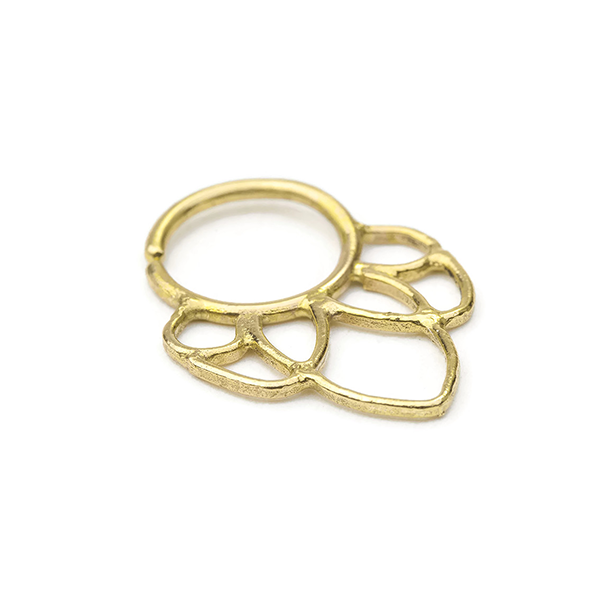 14K Gold Cartilage Ring - Handmade Lotus Shaped Ear Jewelry for Helix & Tragus
