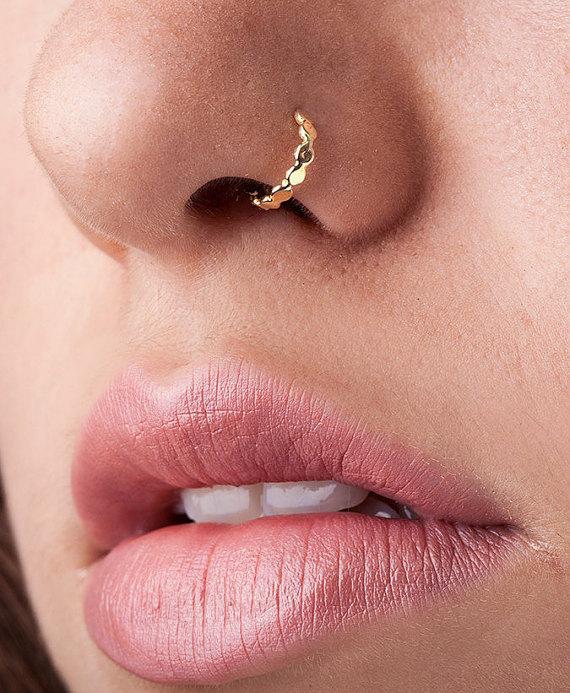 Gold Nose Hoop Solid Gold Nose Ring 14K Gold Nose Ring 14K 