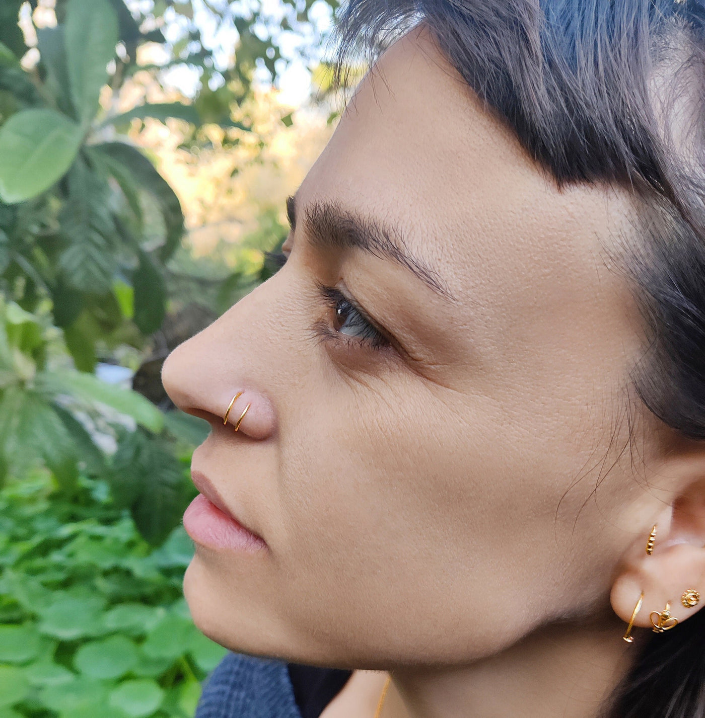 Double Nose Nose Ring Under Nose Double Hoop Nose Ring That Looks