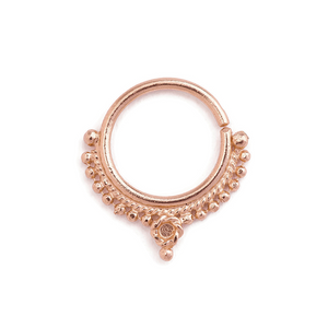 14k Solid Gold Indian Styled Septum Nose Jewelry - Josephine
