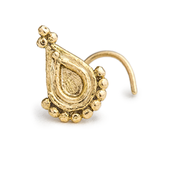 14k Gold Teardrop Design Nose Stud Jewelry - Angelina