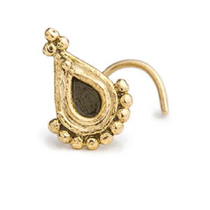 14k Gold and Enamel Teardrop Nose Stud Jewelry - Angelina