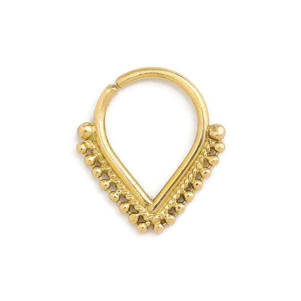14k Gold Cartilage Ring – Handmade Solid Gold V Shaped Indian Style Ear Jewelry