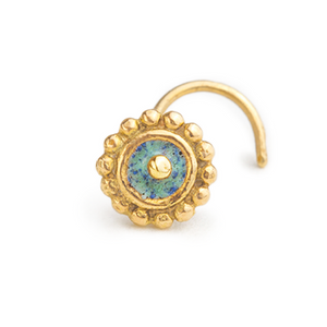 14k Gold and Enamel Tribal Nose Stud Jewelry - Emma