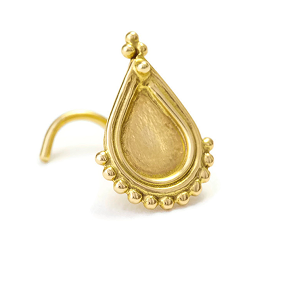 Large 14k Gold Ethnic Nose Stud Jewelry - Layla